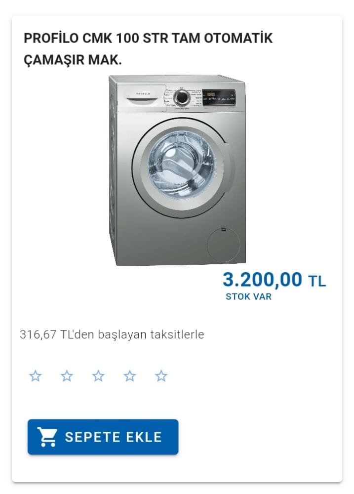 PROFİLO CMK 100 STR TAM OTOMATİK ÇAMAŞIR MAKİNASI
